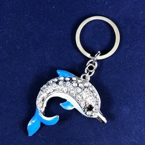 Dolphin Crystal keychain Purse Fob Handbag Pendant